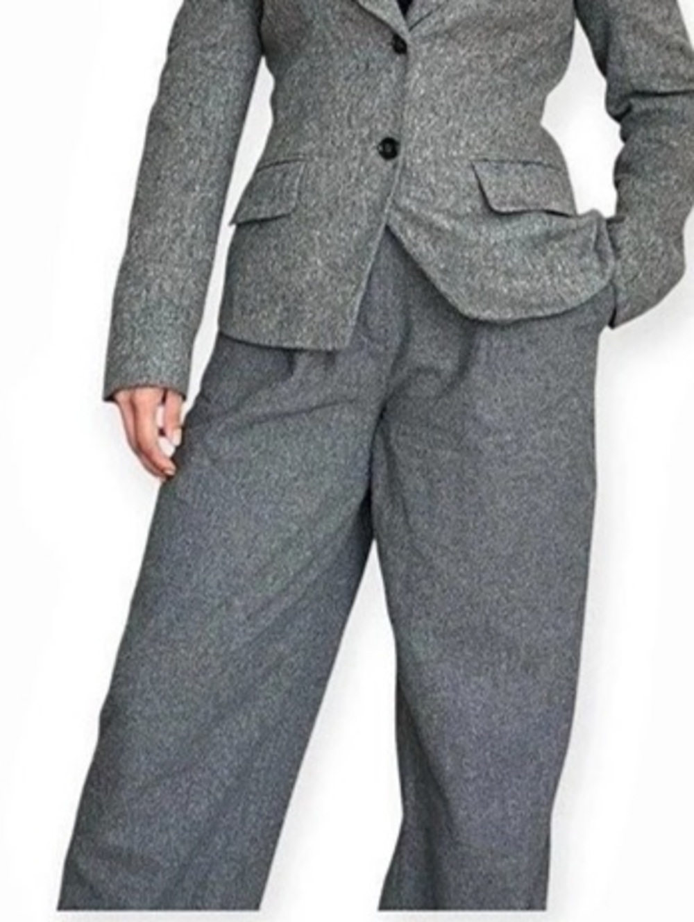 H&M Gray Wool-Blend Wide Leg Suit Pants Size 4
